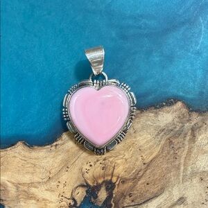 Pink Conch Heart Pendant Necklace